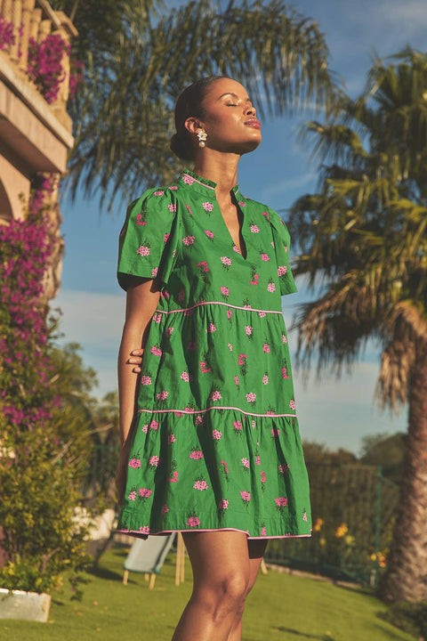 Sugarlips-Candace Tiered Mini Dress Vivy Floral:-Pink Dot Styles
