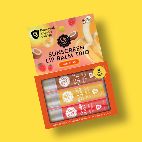 Woolzies-SPF Sunscreen Lip Balm Cocoa Butter Banana cream Strawberry-Pink Dot Styles
