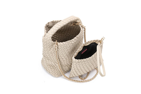 Shelly Beige| Woven Bucket Bag