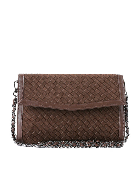 Beth Woven I Convertible Clutch Chocolate Suede