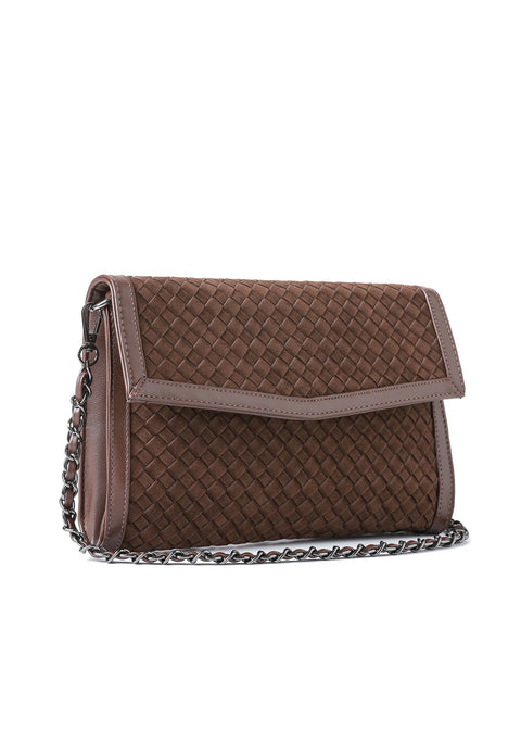 Beth Woven I Convertible Clutch Chocolate Suede