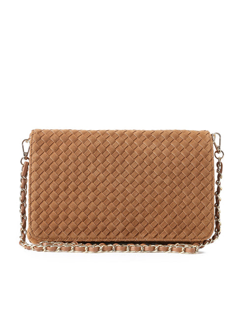 Lexi Saddle | Woven Suede Flap Crossbody / Convertible Clutch