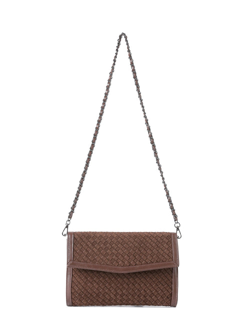Beth Woven I Convertible Clutch Chocolate Suede