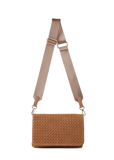Lexi Saddle | Woven Suede Flap Crossbody / Convertible Clutch