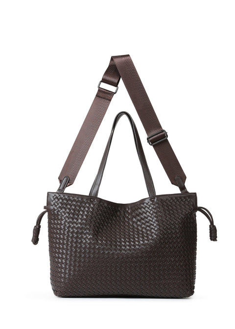 Reese Java| Vegan Leather Woven Tote