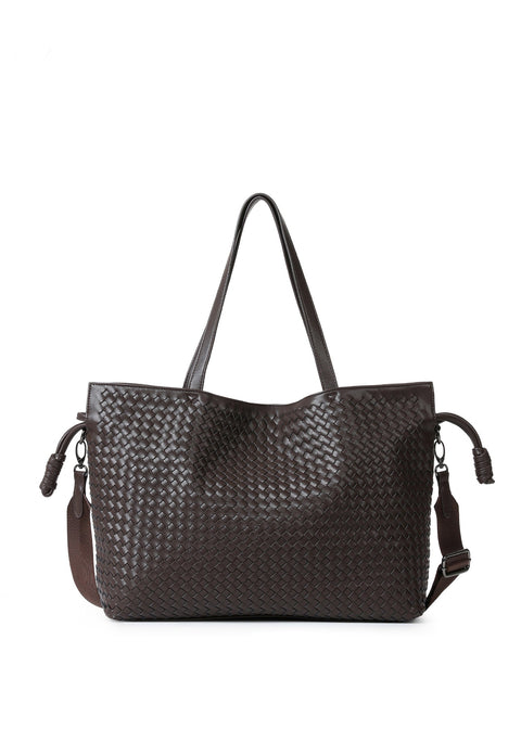 Reese Java| Vegan Leather Woven Tote