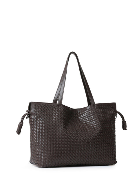 Reese Java| Vegan Leather Woven Tote