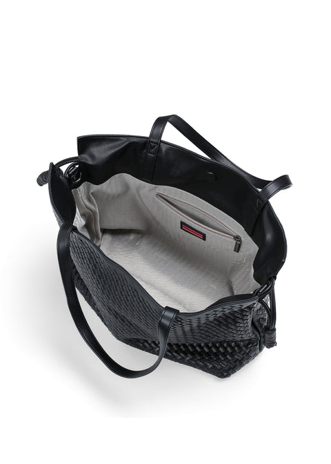 Reese Jet| Vegan Leather Woven Tote