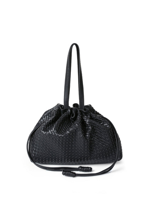 Reese Jet| Vegan Leather Woven Tote