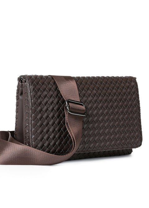 Lexi Java| Woven Flap Crossbody / Convertible Clutch