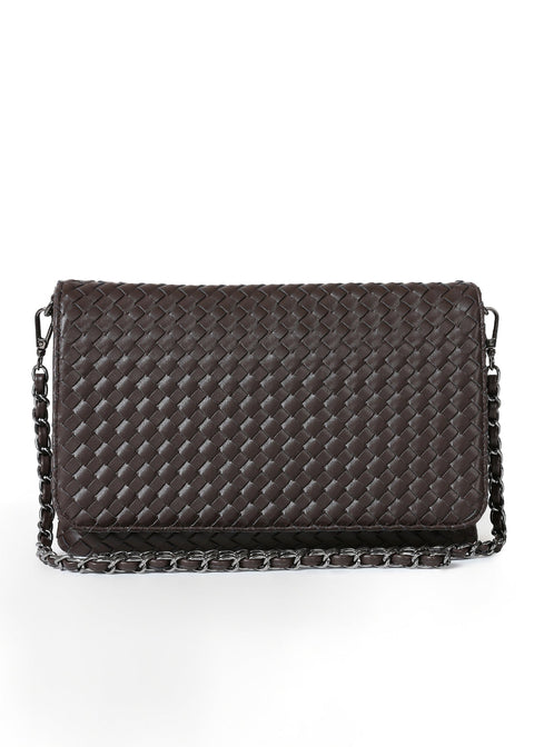 Lexi Java| Woven Flap Crossbody / Convertible Clutch