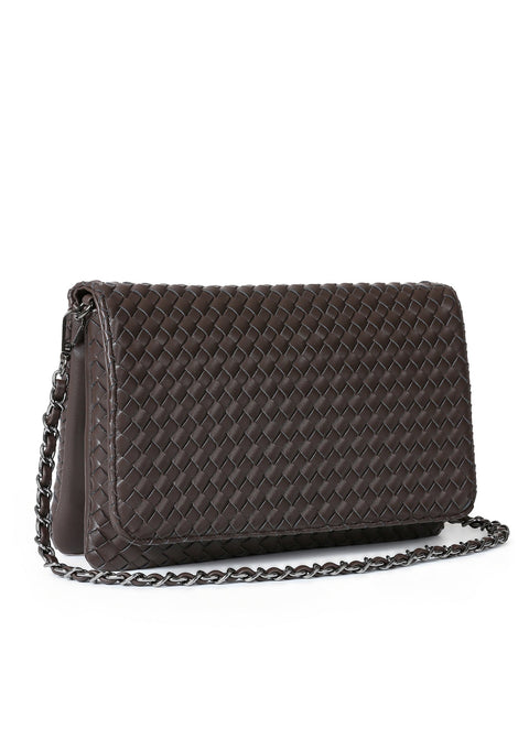 Lexi Java| Woven Flap Crossbody / Convertible Clutch
