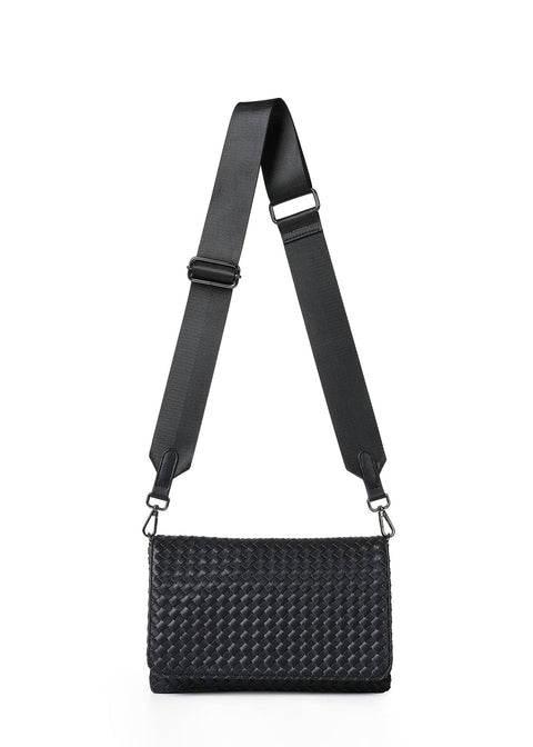 Lexi Jet| Woven Flap Crossbody / Convertible Clutch