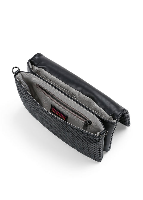 Lexi Jet| Woven Flap Crossbody / Convertible Clutch