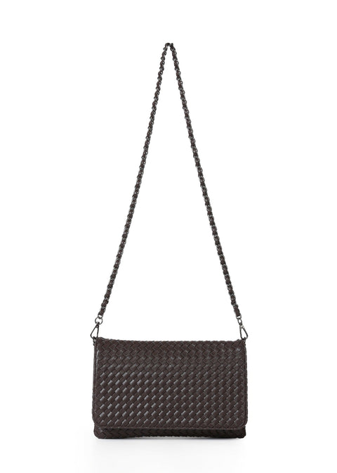 Lexi Java| Woven Flap Crossbody / Convertible Clutch