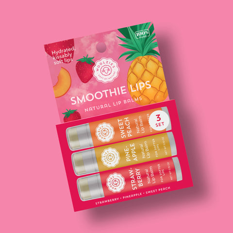 Smoothie Lips Natural NON TINTED Lip Balm Set Of 3