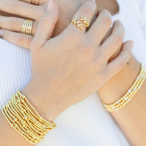 3mm Bead With 5mm Accent Stretch Bracelets