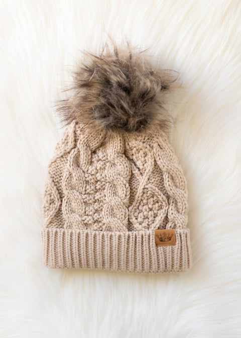 Cable Knit Pom PomHat
