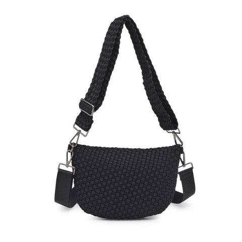 Sol and Selene-Ethereal - Woven Neoprene Crossbody: Olive-Pink Dot Styles