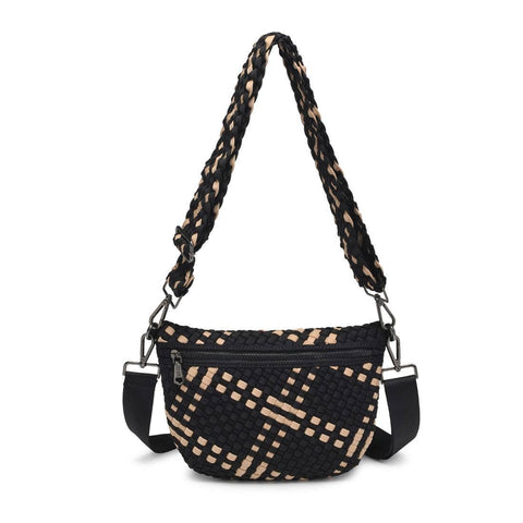 Ethereal - Woven Neoprene Crossbody: Black Nude