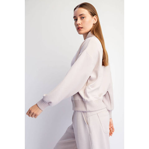 Modal Scuba Luxe v-Neck Top: Mocha Cream