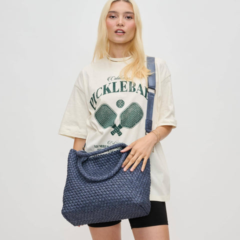 Sky's The Limit Medium Woven Neoprene Tote: Dark Denim
