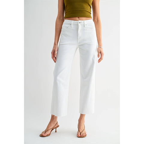 White High Rise Tummy Tuck Ankle Jeans