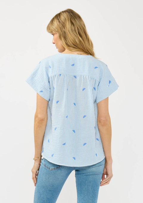 Blue Stripe Dolman Sleeve Top
