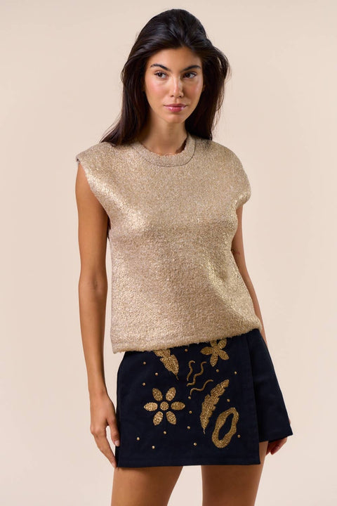 ILT5779 Effortless Knit Sleeveless Sweater: GOLD / M