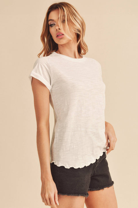 AEMI + CO-8219BK Gwen Tee: White / Contemporary / S-Pink Dot Styles