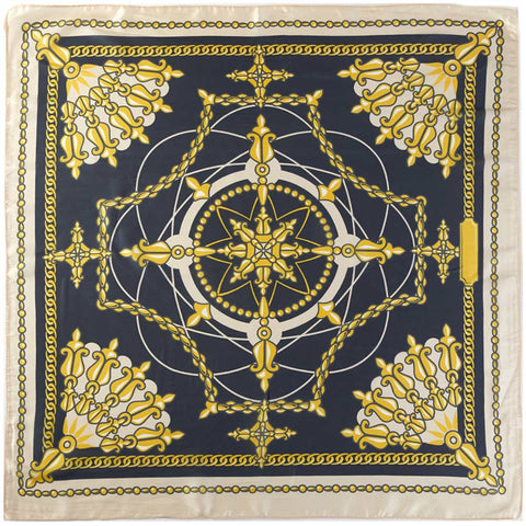 Classic Ornate Gold Chain Compass Print Bandana Scarf