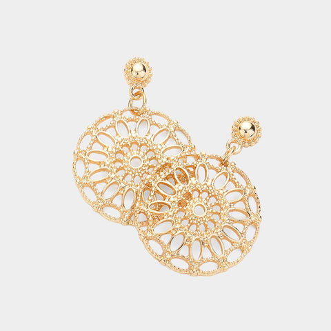 Textured Metal Bohemian Dangle Earrings
: Gold