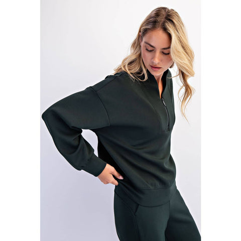 Modal Scuba Luxe 3/4 Zip Top: Regency Green