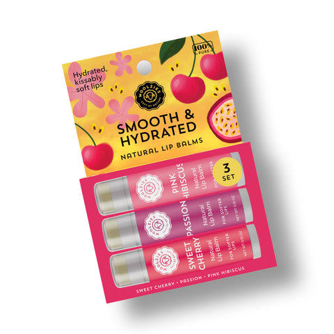 Woolzies-Smooth & Hydrated Natural Lip Balm Set Of 3-Pink Dot Styles