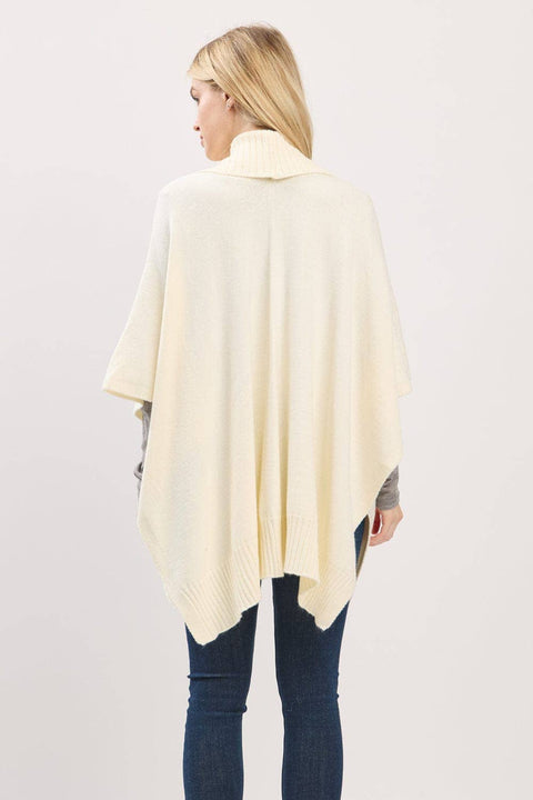 MS0455 Soft Knit Open Front Shawl With Ribbed Trim: Ivory