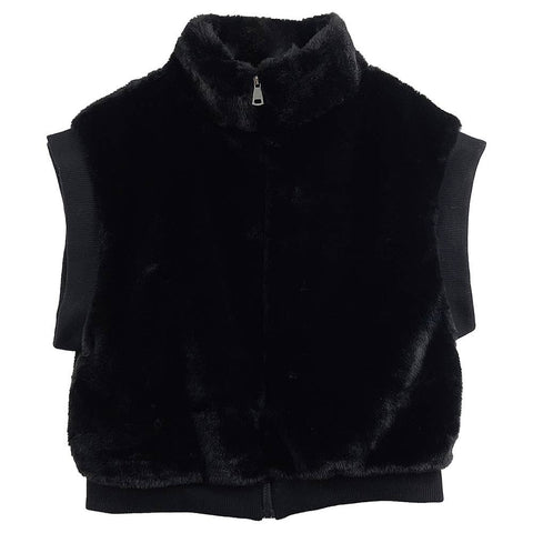 Sensibling Corp.-Faux Fur Rib Sleeve Vest-Pink Dot Styles
