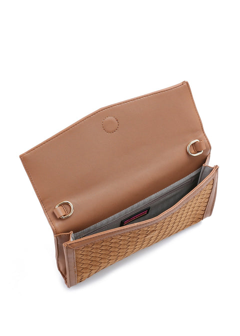 Beth Woven I Convertible Clutch Saddle Suede