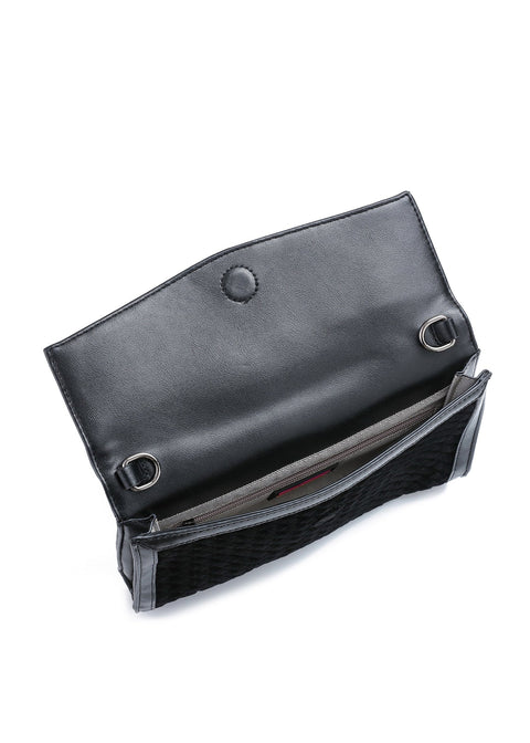 Beth Woven I Convertible Clutch Black Suede