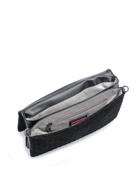 Lexi Black | Woven Suede Flap Crossbody / Convertible Clutch