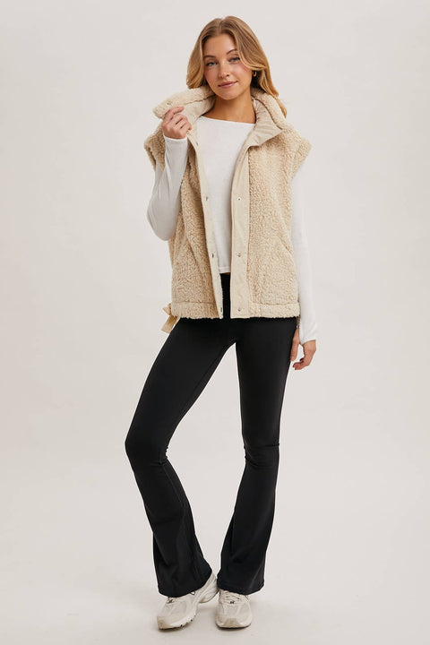 Fleece Sherpa Mock Neck Vest