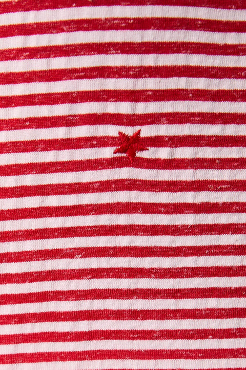 Sunday Edition-Red & White Stripe Tee with Red Stars-Pink Dot Styles