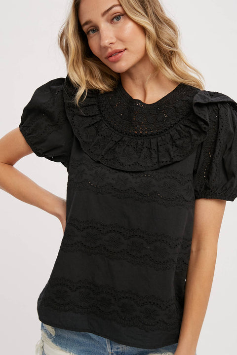Eyelet Black Blouse