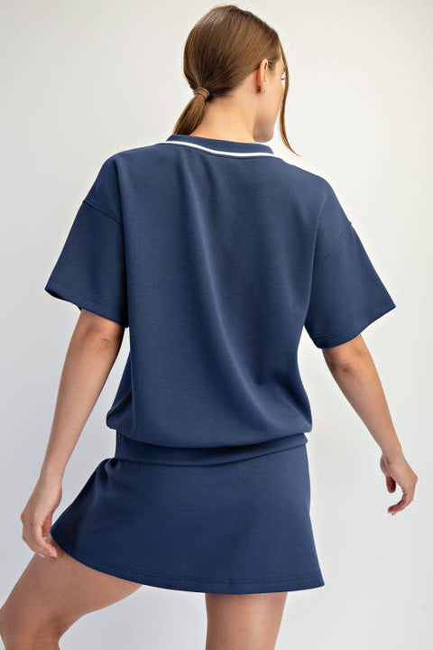 Modal Scuba Navy Short Sleeve Top
