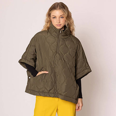 Quilted Puffer Pullover Poncho