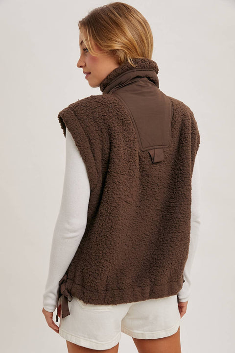 Fleece Sherpa Mock Neck Vest