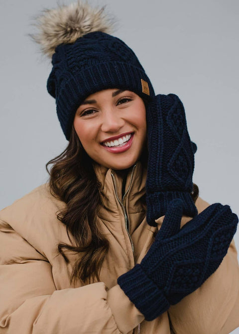 Cable Knit Pom PomHat