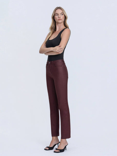 Wine Color Slim Straight Jeans