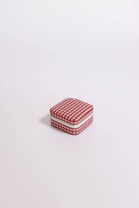 Gingham Travel Jewelry Case