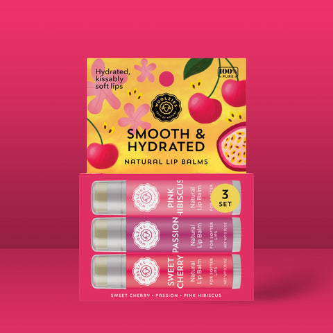 Woolzies-Smooth & Hydrated Natural Lip Balm Set Of 3-Pink Dot Styles
