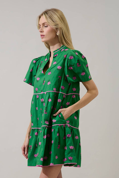 Sugarlips-Candace Tiered Mini Dress Vivy Floral:-Pink Dot Styles
